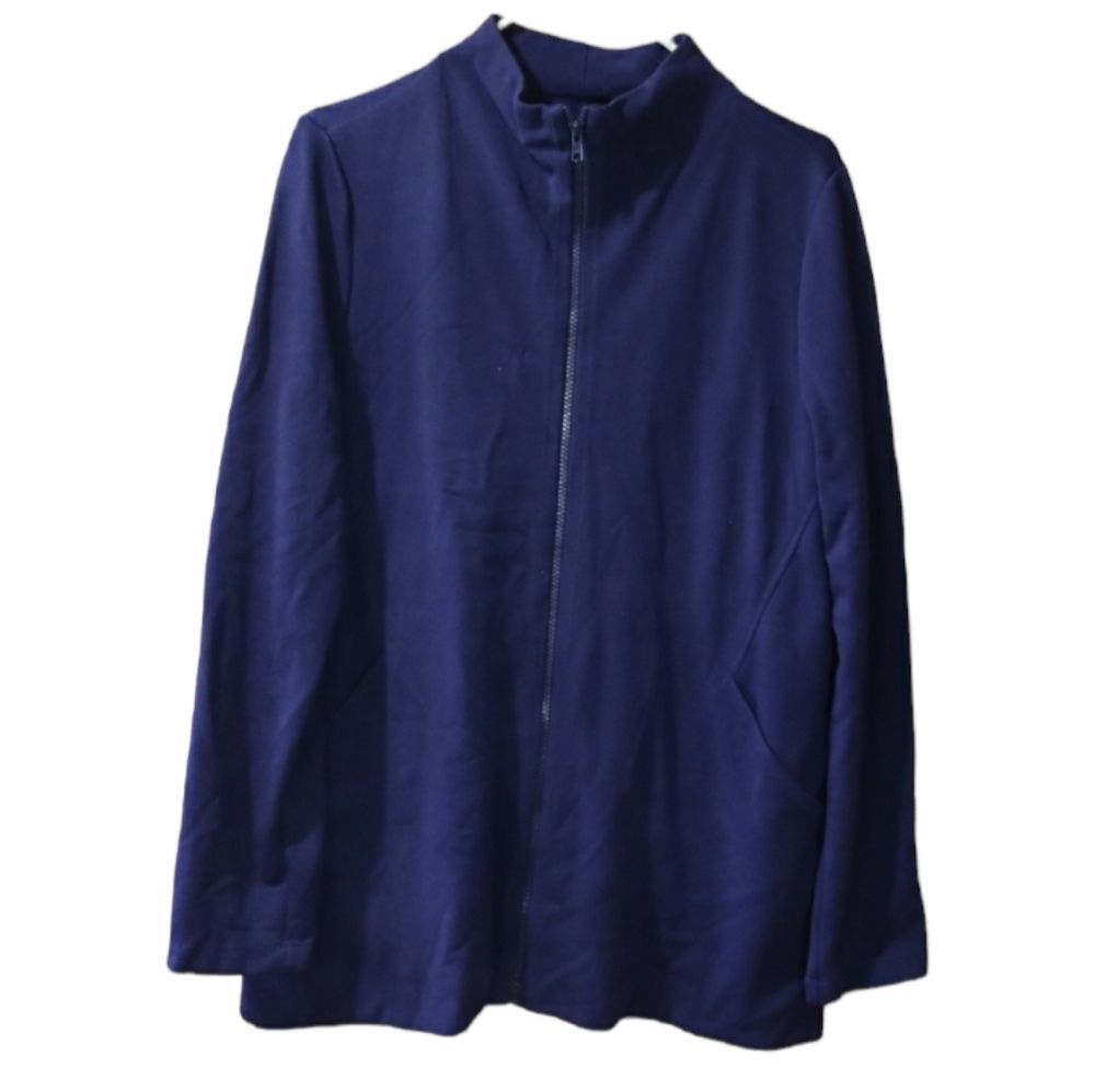Eileen Fisher Navy Blue Athletic Full Zip Jacket Large